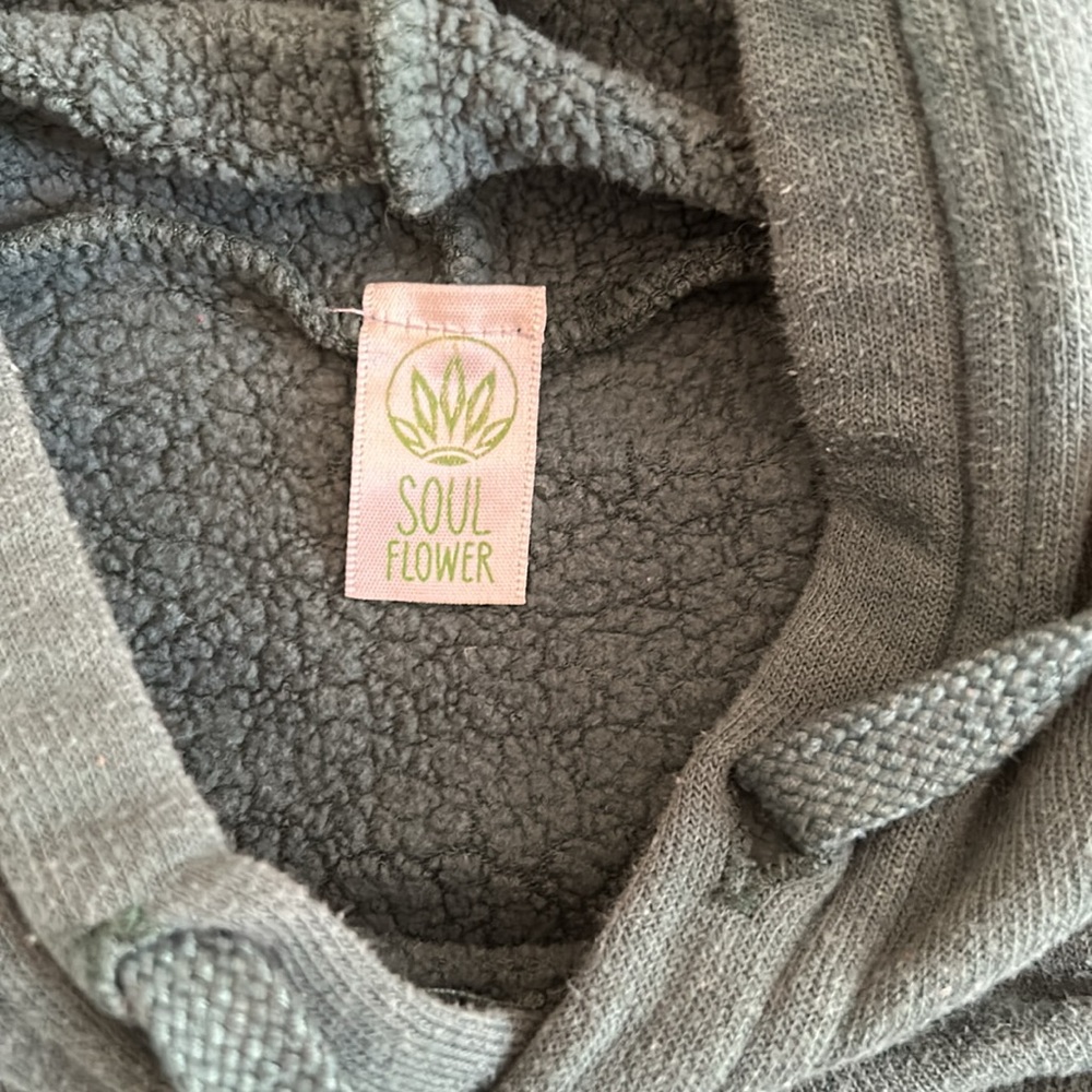 Soul Flower Forest Green Hoodie with Teal Graphic - Picture 3 of 5